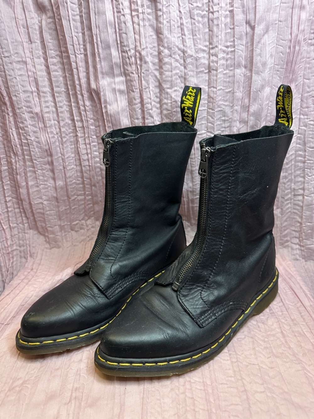 Dr Martens - RARE Black Zena Leather Zip-Up Boots - Picture 9 of 9